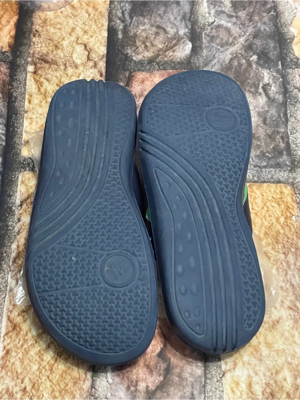Adidas Fit Foam Women Flip Flops Sandals Green Navy Size 8 Beach Summer Vacation